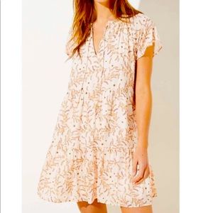 COPY - LOFT Pink and Tan Floral Tiered Dress